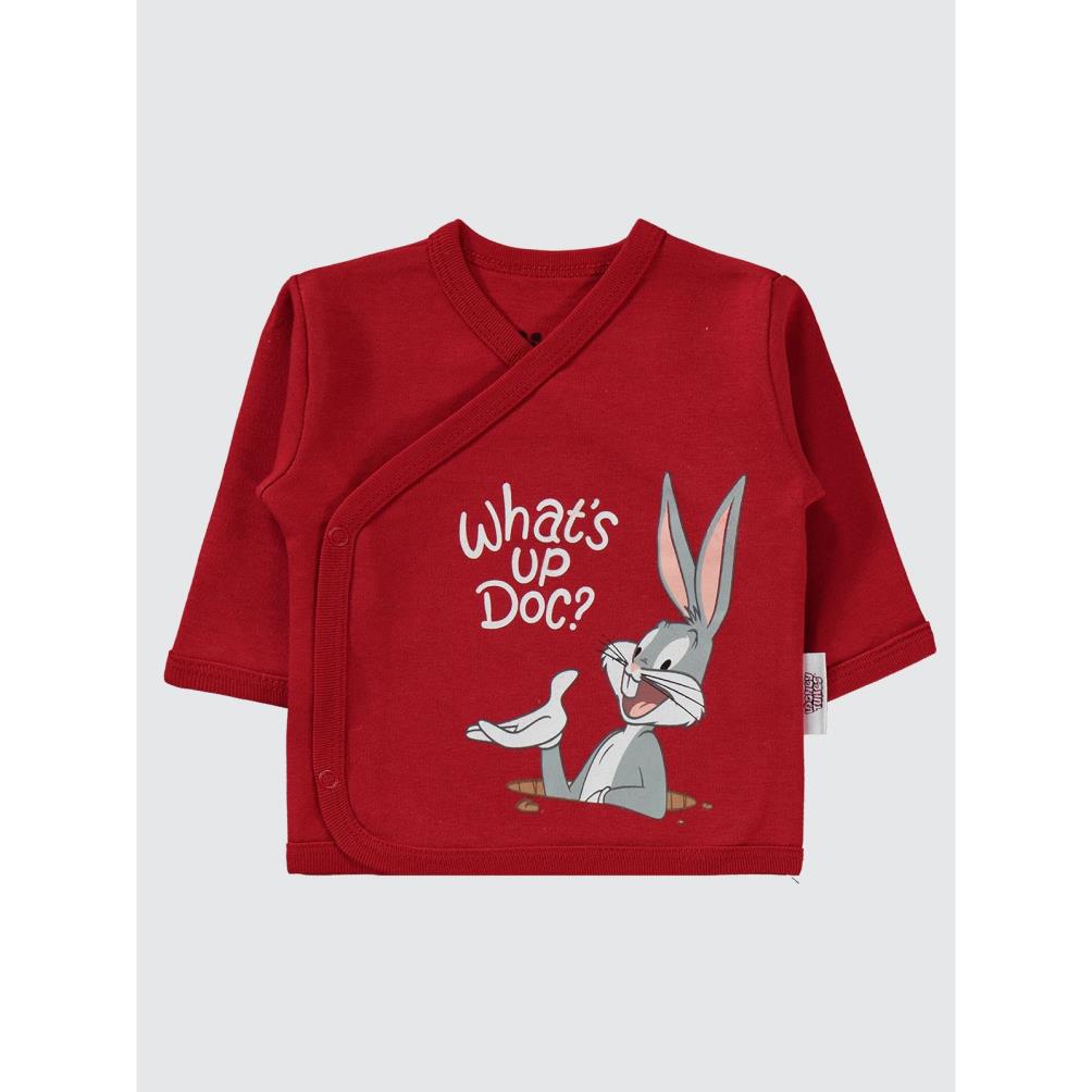 Bugs Bunny Civil Baby Baskılı Zıbın Takımları - Kırmızı