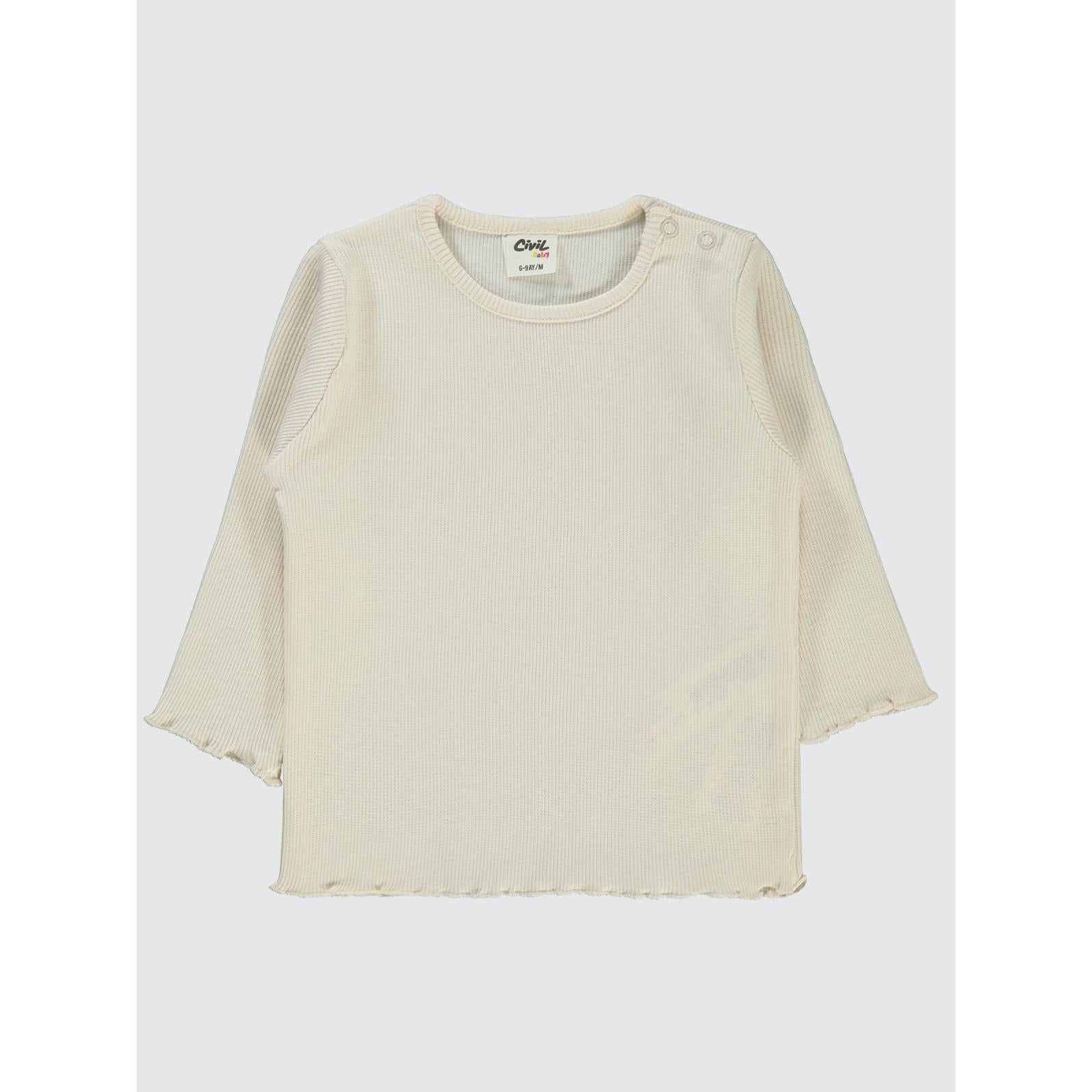 Civil Baby Kol Ucu Detaylı 6-18 Ay Sweatshirt - Fil Dişi
