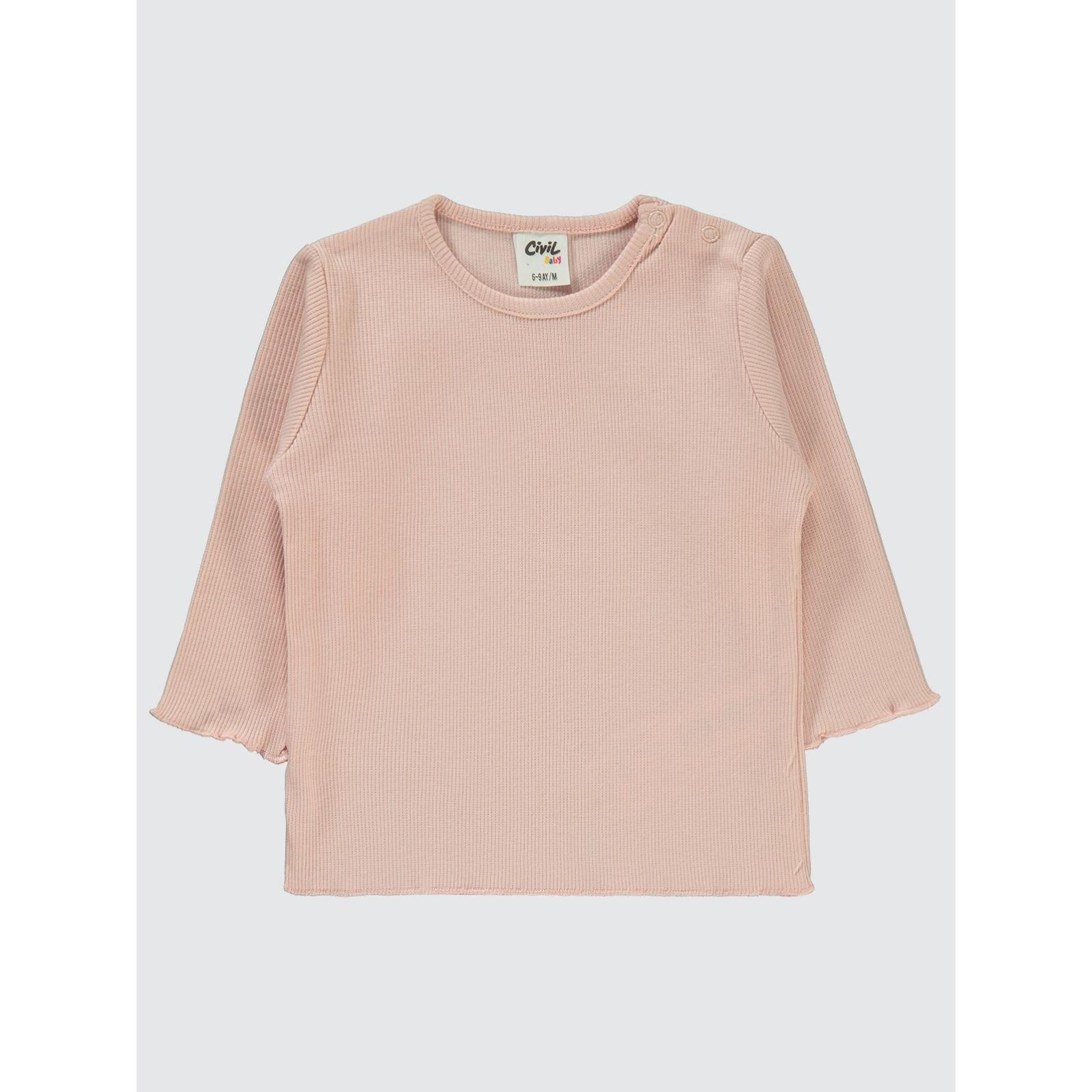 Civil Baby Kol Ucu Detaylı 6-18 Ay Sweatshirt - Pudra