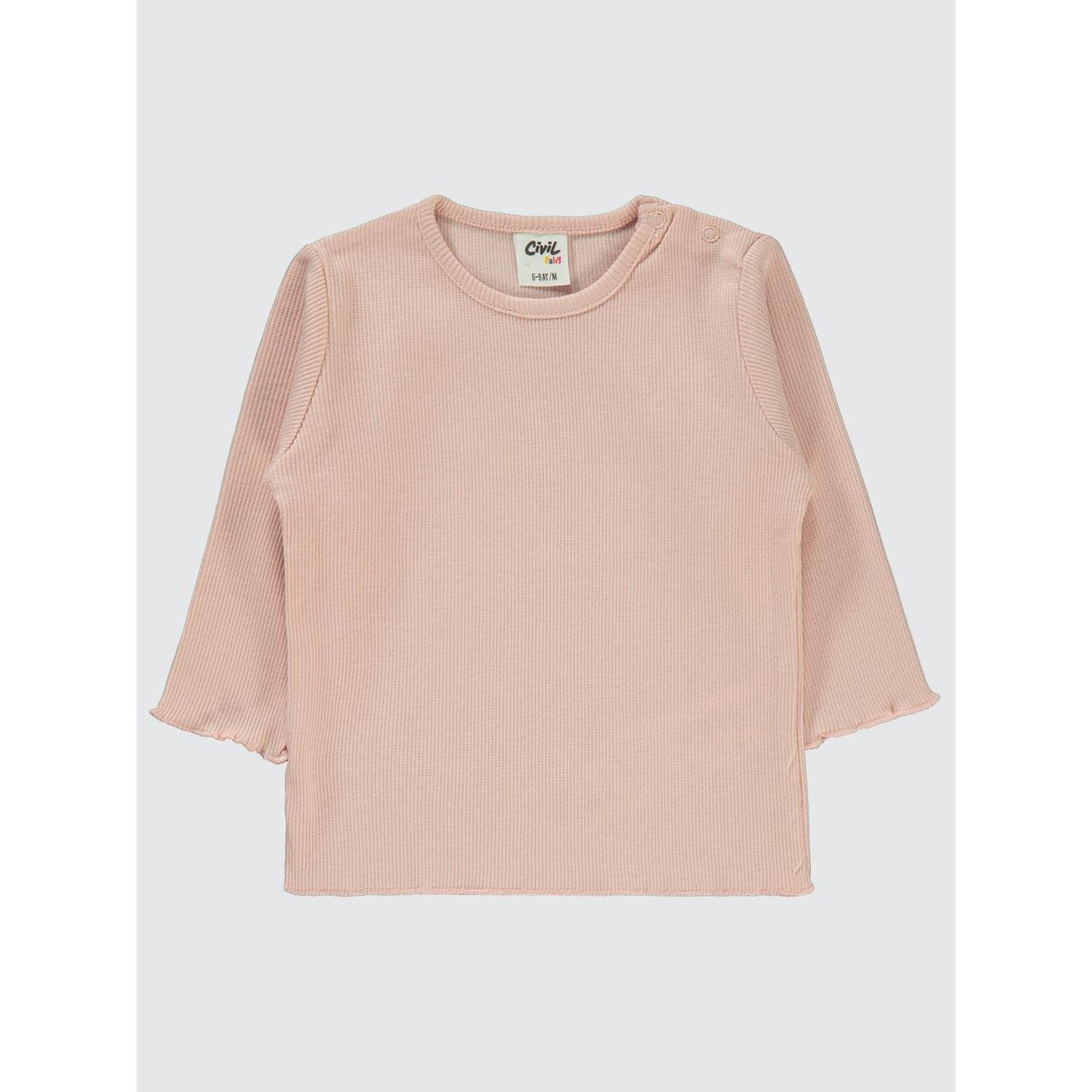 Civil Baby Kol Ucu Detaylı 6-18 Ay Sweatshirt - Pudra