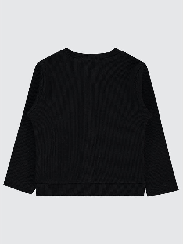 Civil Girls Yakası Fiyonklu 2-5 Yaş Hırka - Siyah