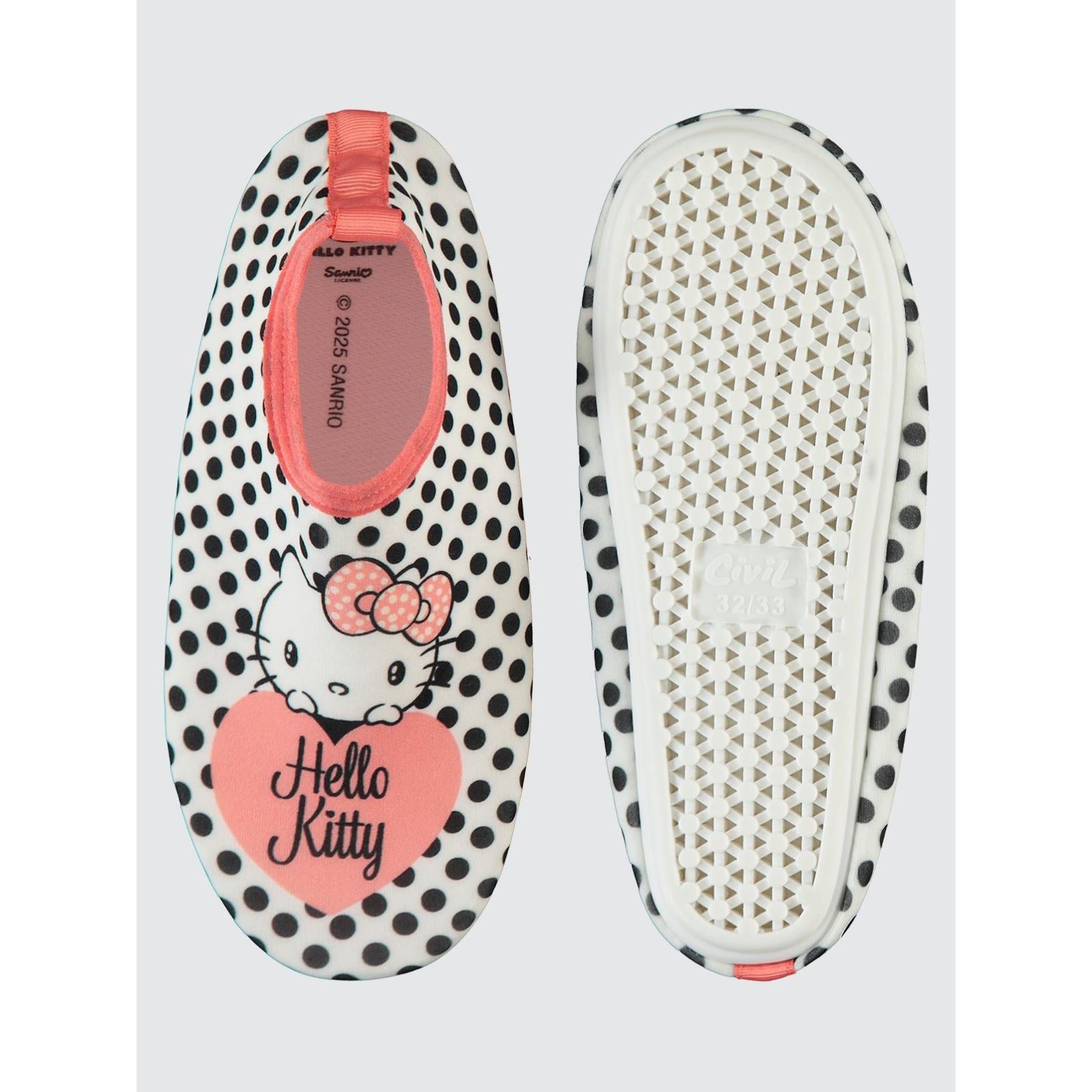 Hello Kitty Baskılı Tabanlı 31-35 Numara Deniz Ayakkabısı - Beyaz