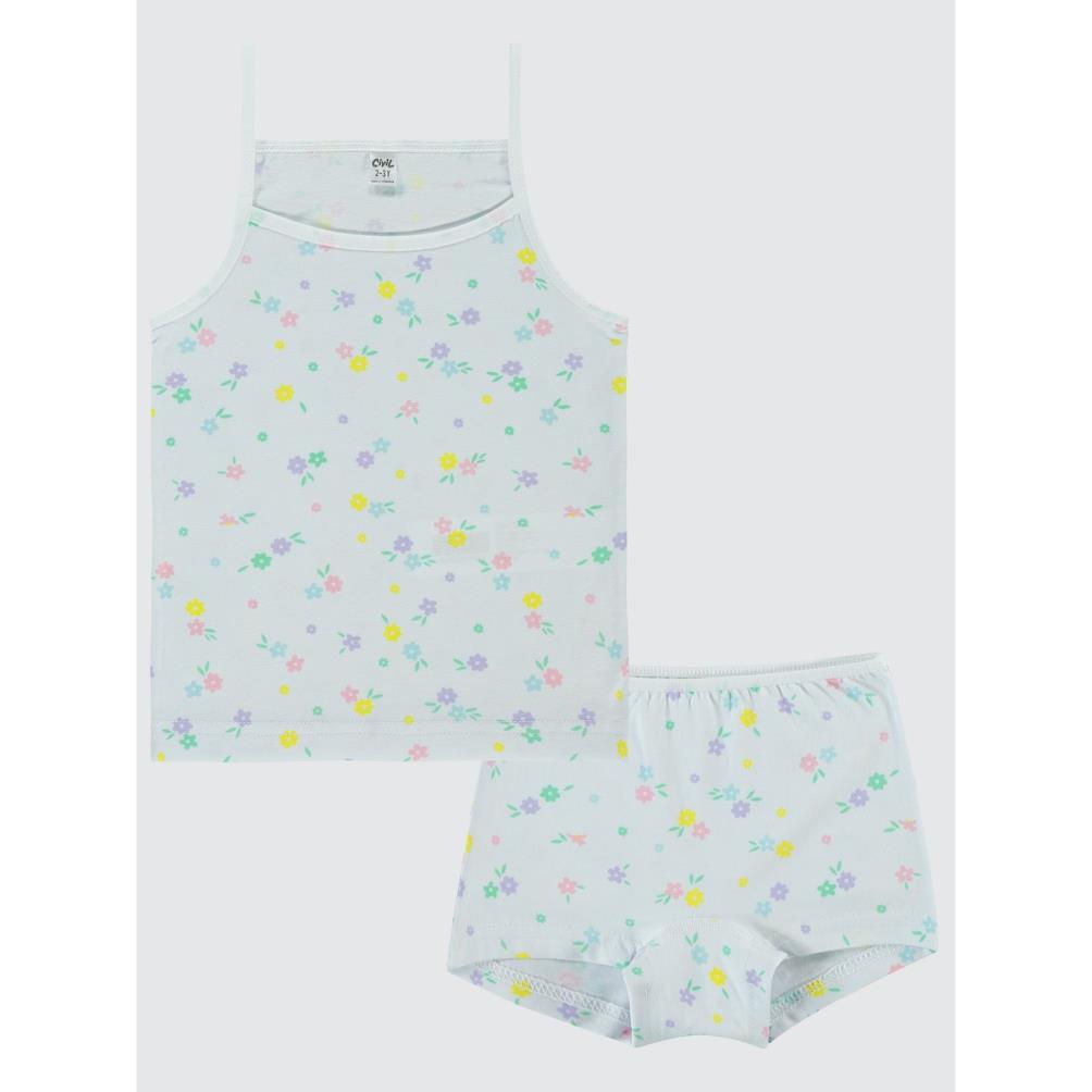 Civil Girls Çiçek Empirme Desen 2-10 Yaş İç Çamaşır Takım