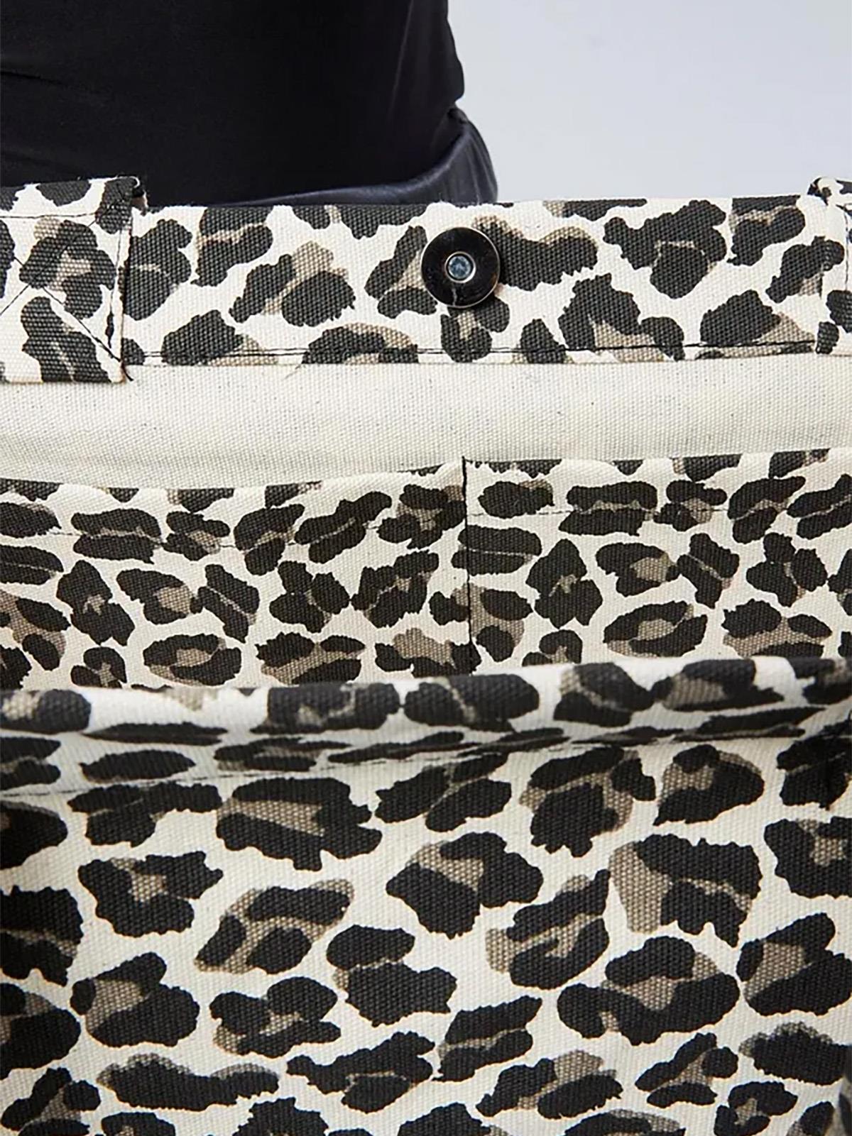 Çınar Bez Çanta Leopar Desenli Bez Çanta