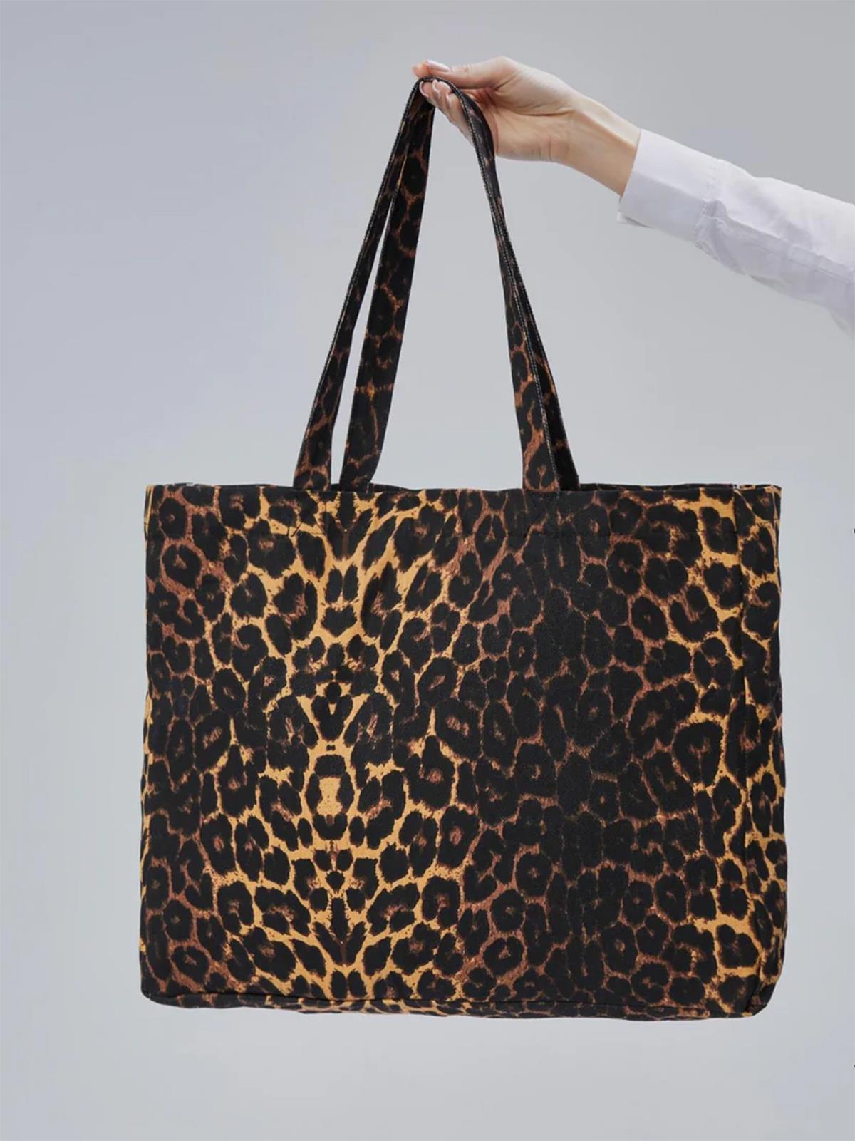 Çınar Bez Çanta Geçişli Leopar Desen Büyük Boy Çanta - Standart