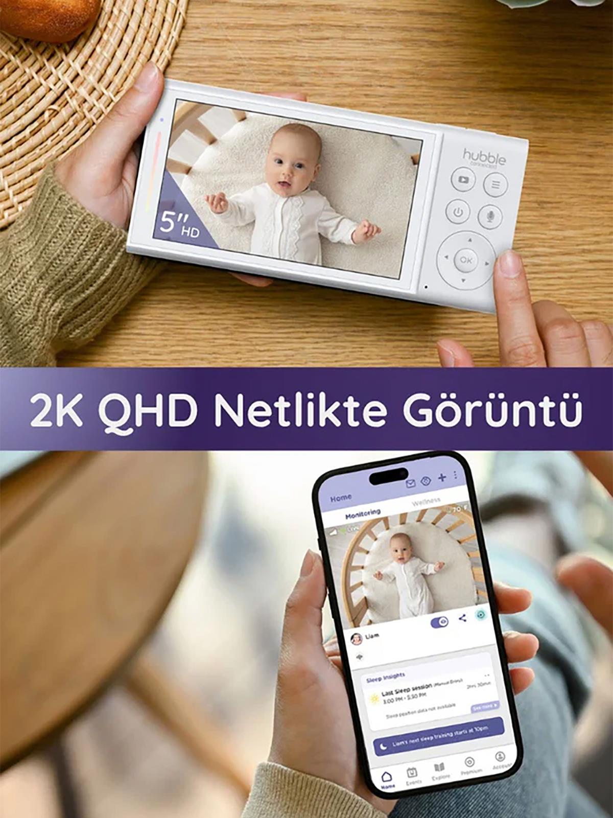 Hubble Gobaby Pro AI Wifi Connect 5'' Dijital Ekranlı Bebek Kamerası