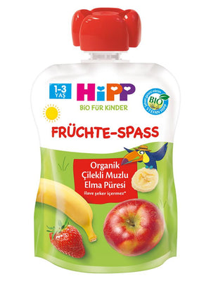 Hipp Organik Çilekli Muzlu Elmalı Meyve Püresi 90 gr