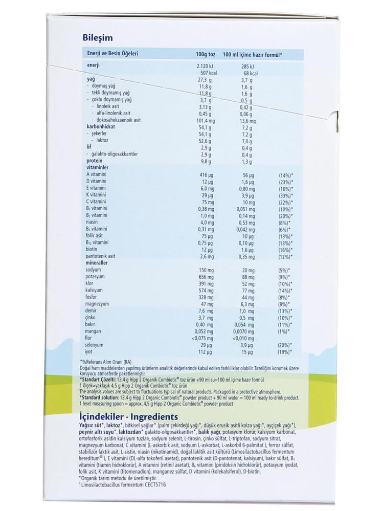 Hipp 2 Organik Combiotic Bebek Sütü 800 gr