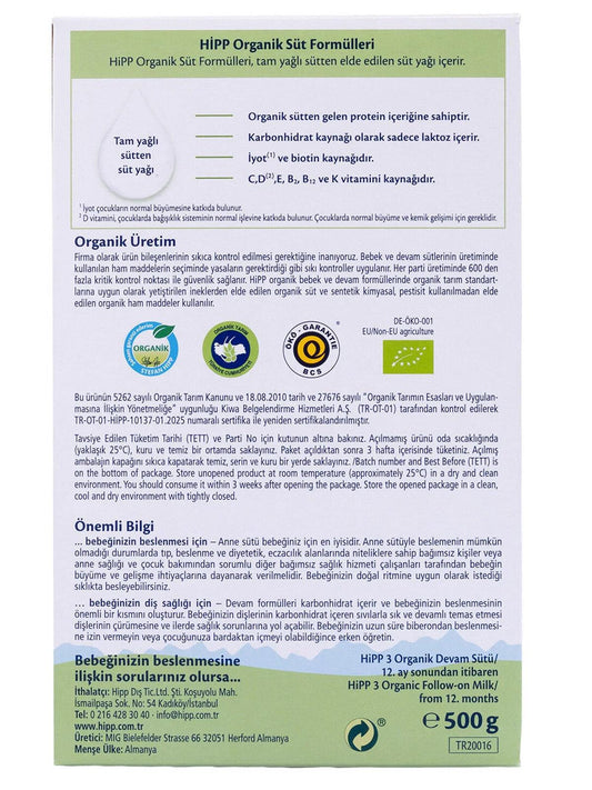 Hipp Mama 3 Organik Bebek Sütü