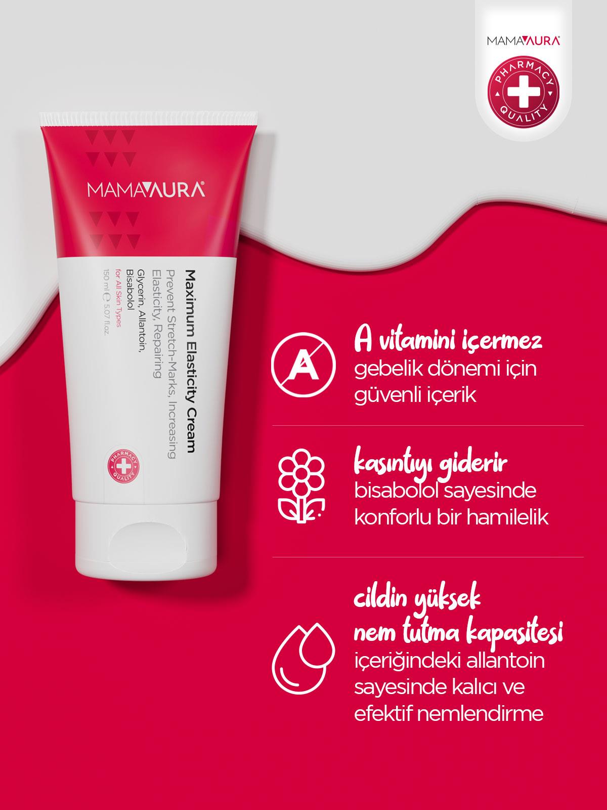 Mamaaura Hamileler Için Çatlak Önleyici - Maximum Elasticity Cream 150 ml
