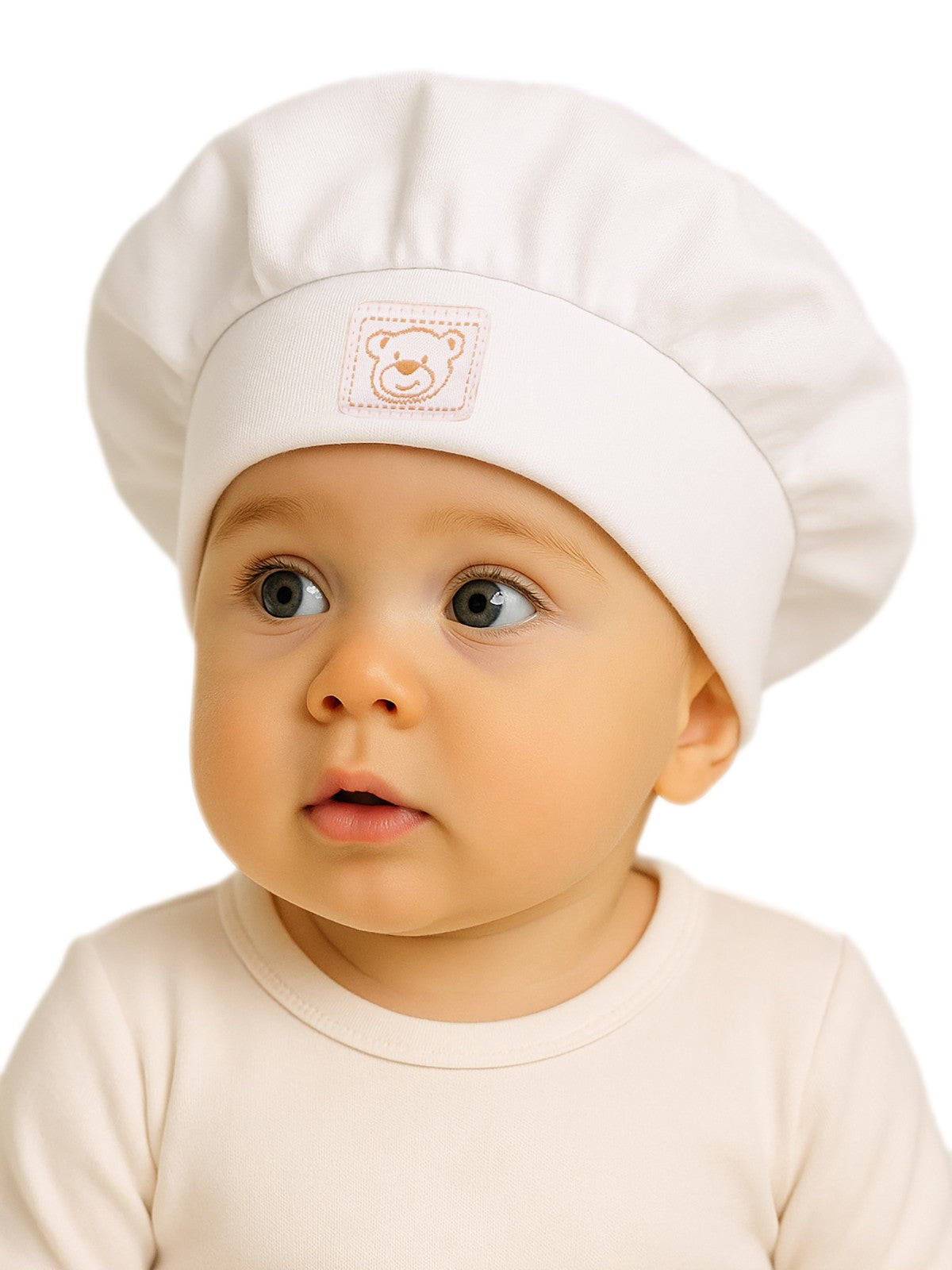 Civil Baby Ayıcık Kafa Unisex Aşçı Şapka - Ekru