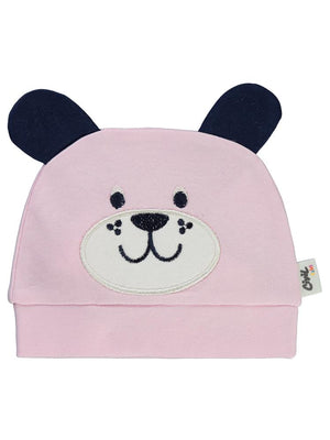 Civil Baby İnterlok Köpek Kafa Nakışlı 0 Ay Unisex Kulaklı Bere - Pembe
