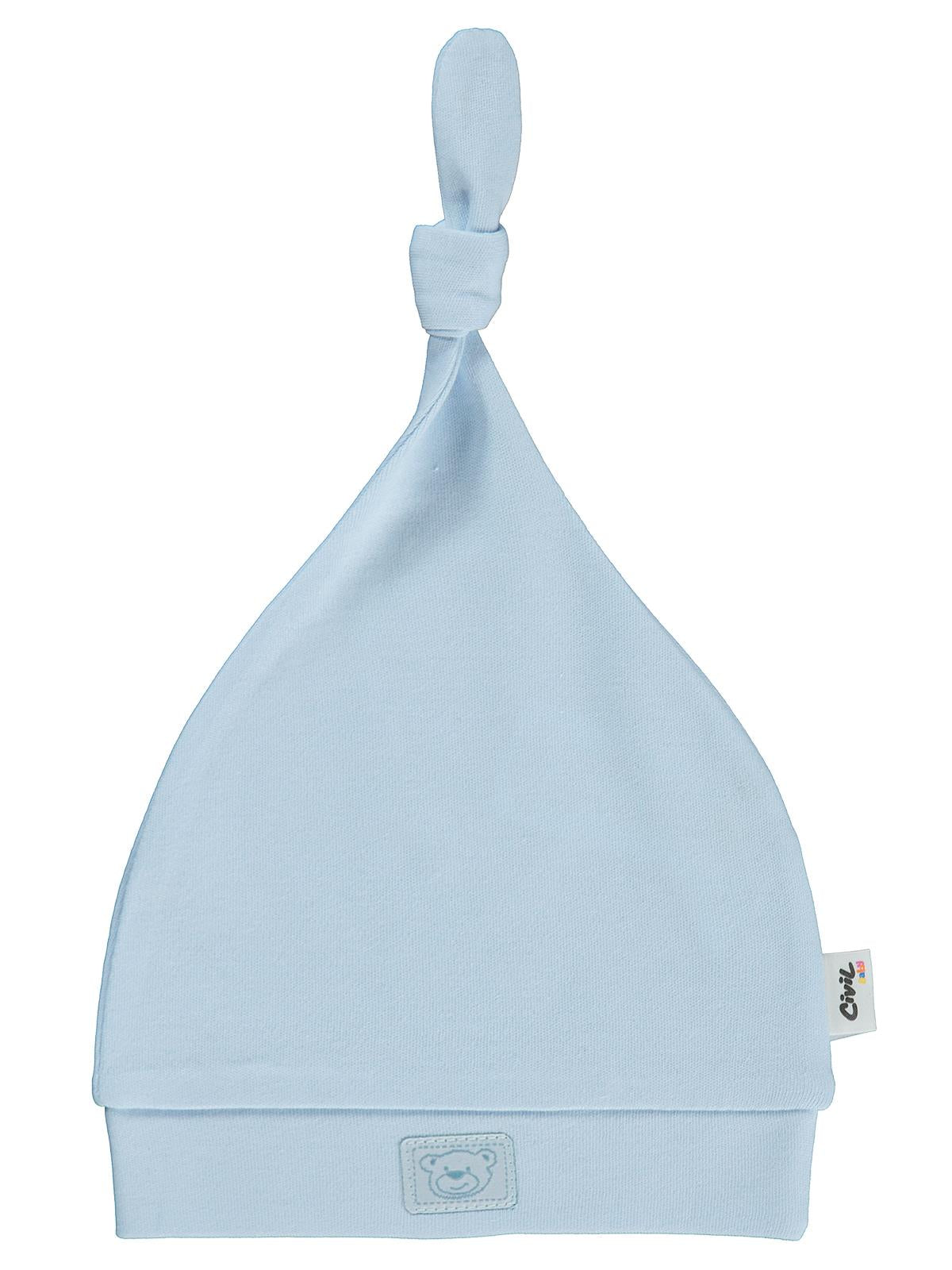 Civil Baby Ayıcık Kafası Tepeden Bağlamalı Unisex Bere - Mavi