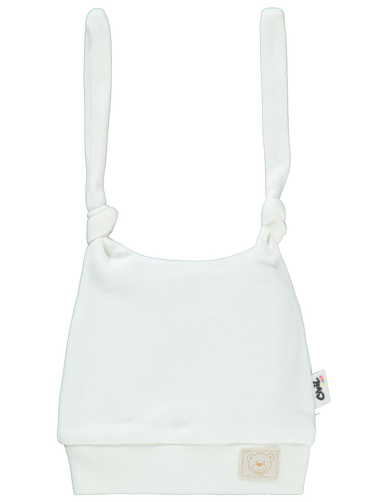 Civil Baby Ayıcık Kafası Çift Bağlamalı Unisex Bere - Ekru