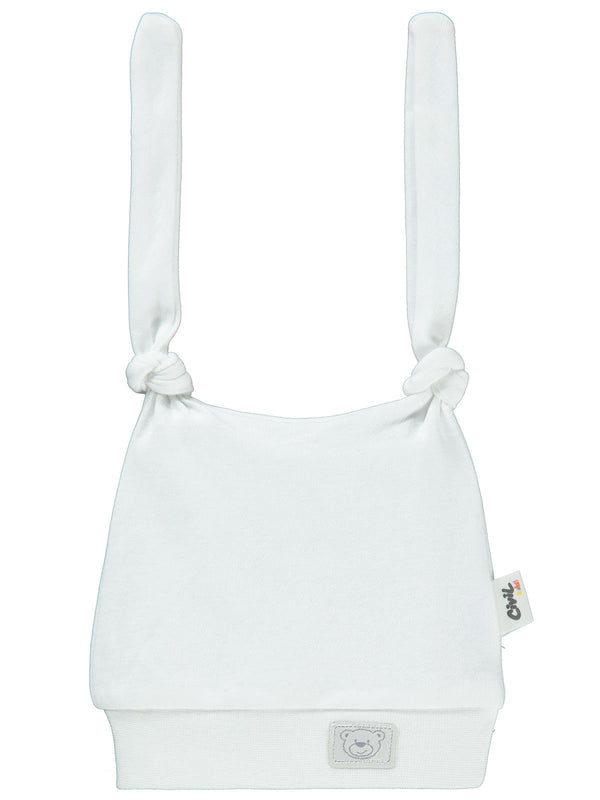 Civil Baby Ayıcık Kafası Çift Bağlamalı Unisex Bere - Beyaz