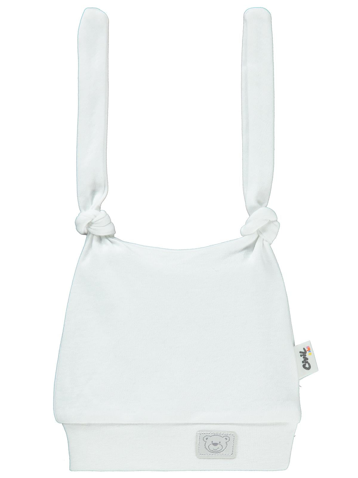 Civil Baby Ayıcık Kafası Çift Bağlamalı Unisex Bere - Beyaz