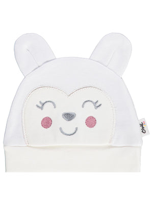 Civil Baby Maymun Kafa Nakış Unisex Kulaklı Bere - Beyaz