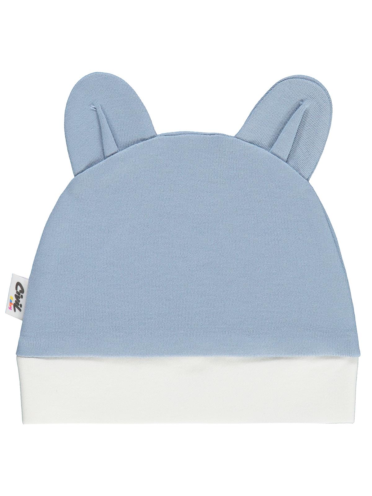Civil Baby Maymun Kafa Nakış Unisex Kulaklı Bere - Mavi