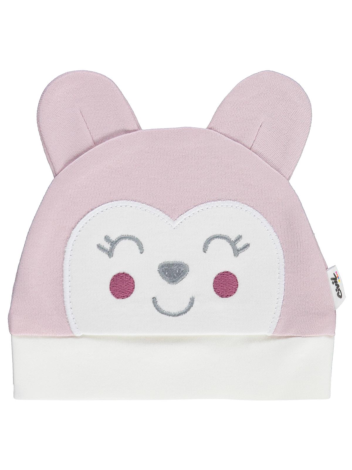 Civil Baby Maymun Kafa Nakış Unisex Kulaklı Bere - Pembe