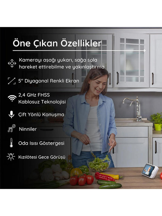 Hubble Nursery View Pro 5’’ Dijital Ekranlı Bebek Kamerası