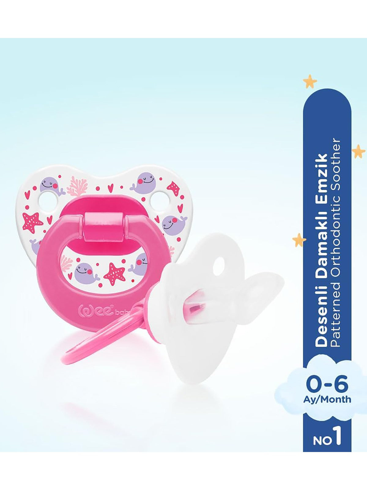 Wee Baby Silikon Damaklı Emzik 6-18 Ay - Fusya