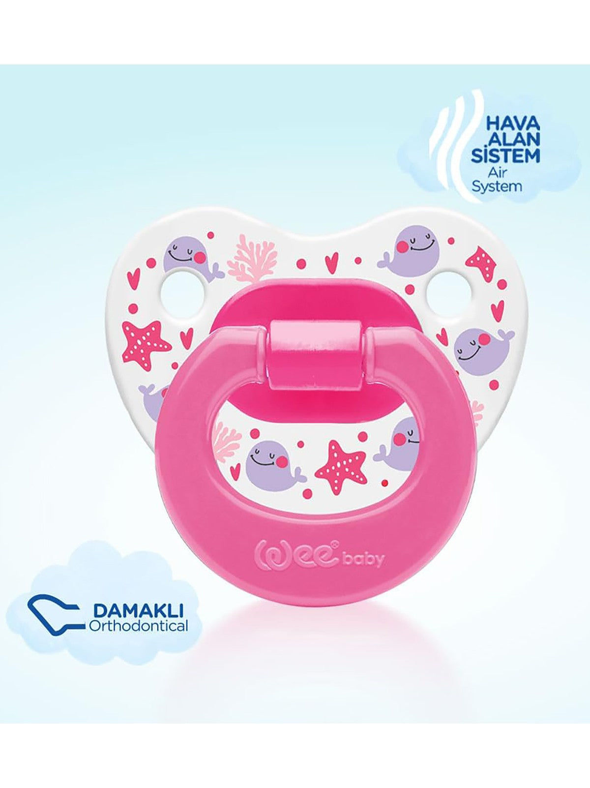Wee Baby Silikon Damaklı Emzik 6-18 Ay - Fusya