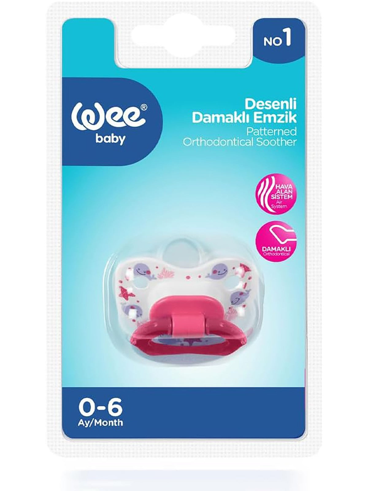 Wee Baby Silikon Damaklı Emzik 6-18 Ay - Fusya