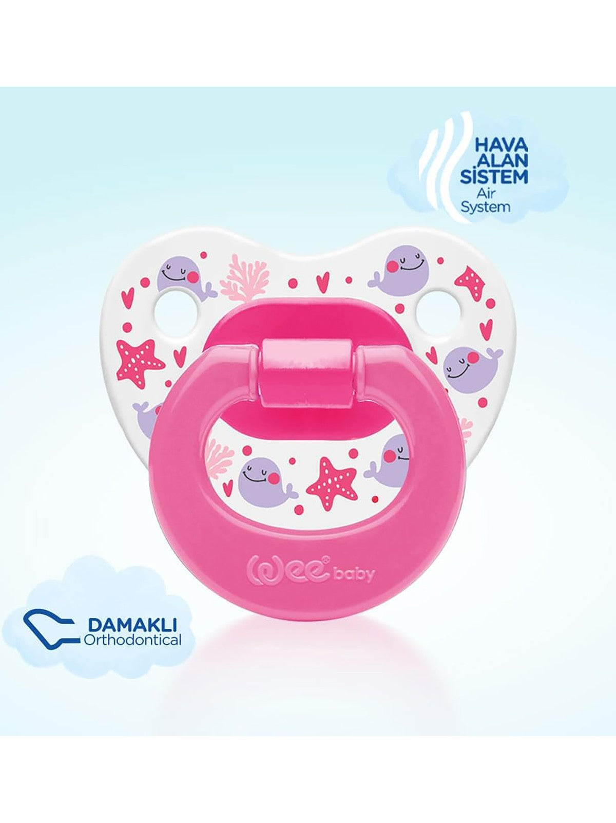 Wee Baby Silikon Damaklı Emzik 6-18 Ay - Fusya