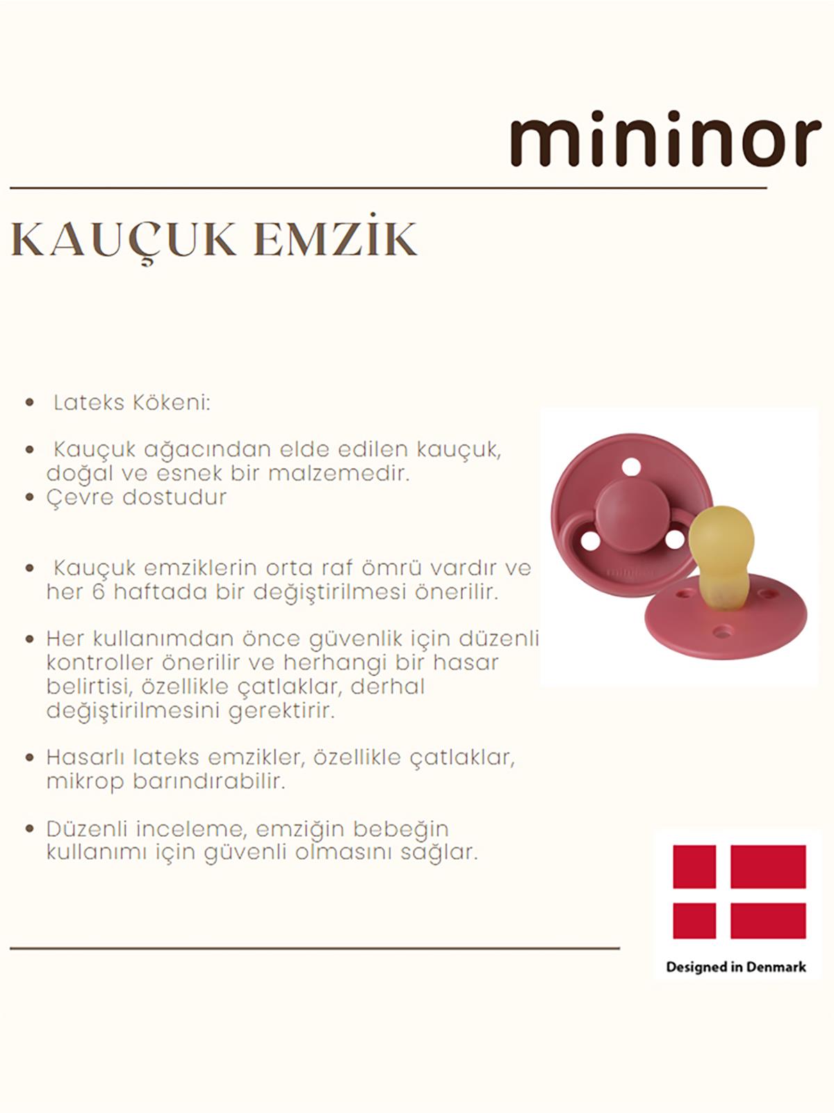 Mininor Kauçuk Emzik 12+ Ay - Heat Flower - Bordo