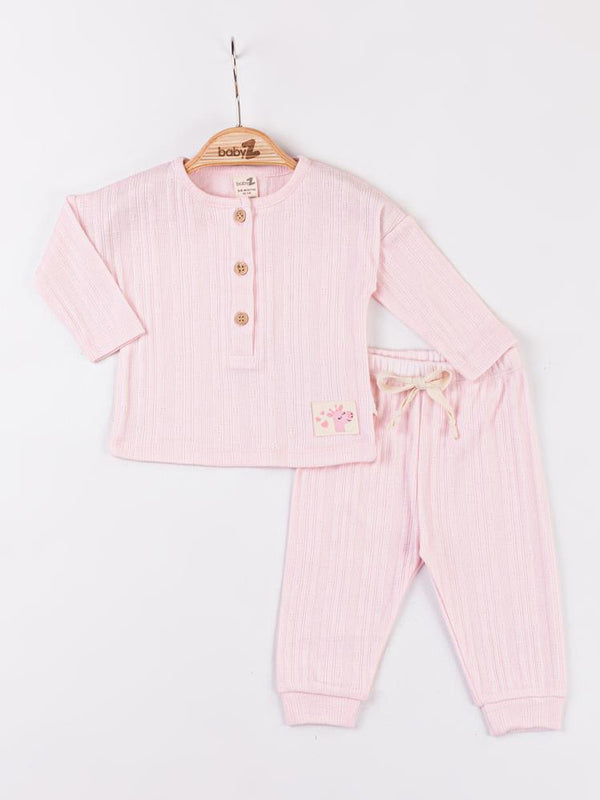 Baby Zz Zürafa Nakışlı 6-18 Ay Takım - Pembe
