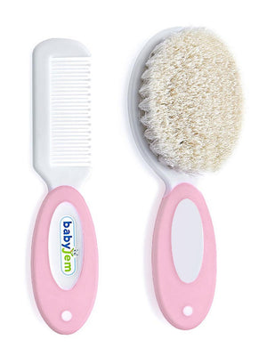 Babyjem Fırca Tarak Setı Dogal Kıl - Pembe
