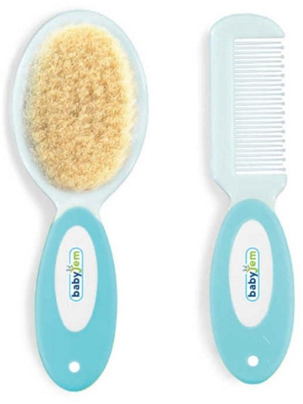 Babyjem Fırca Tarak Setı Dogal Kıl - Mavi