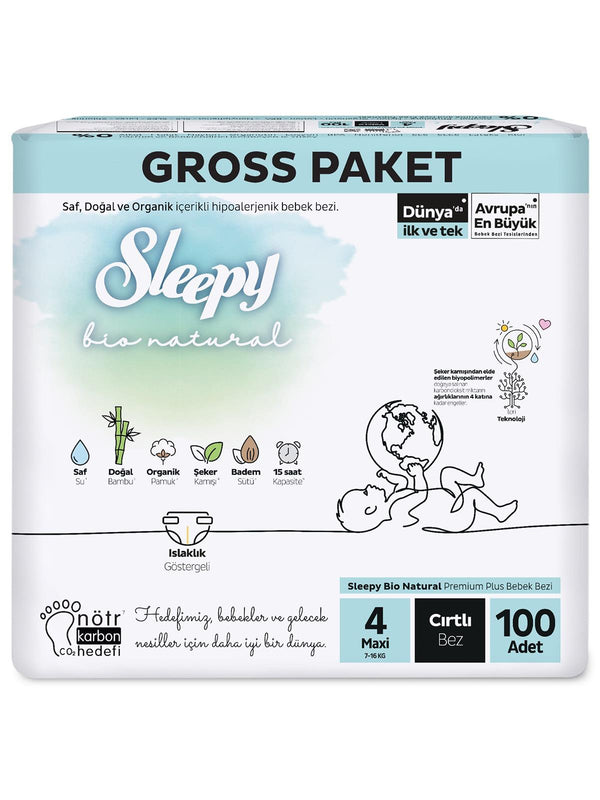 Sleepy Bio Naturel Bebek Bezi Gross Paket 4 Beden Maxi 100'lü