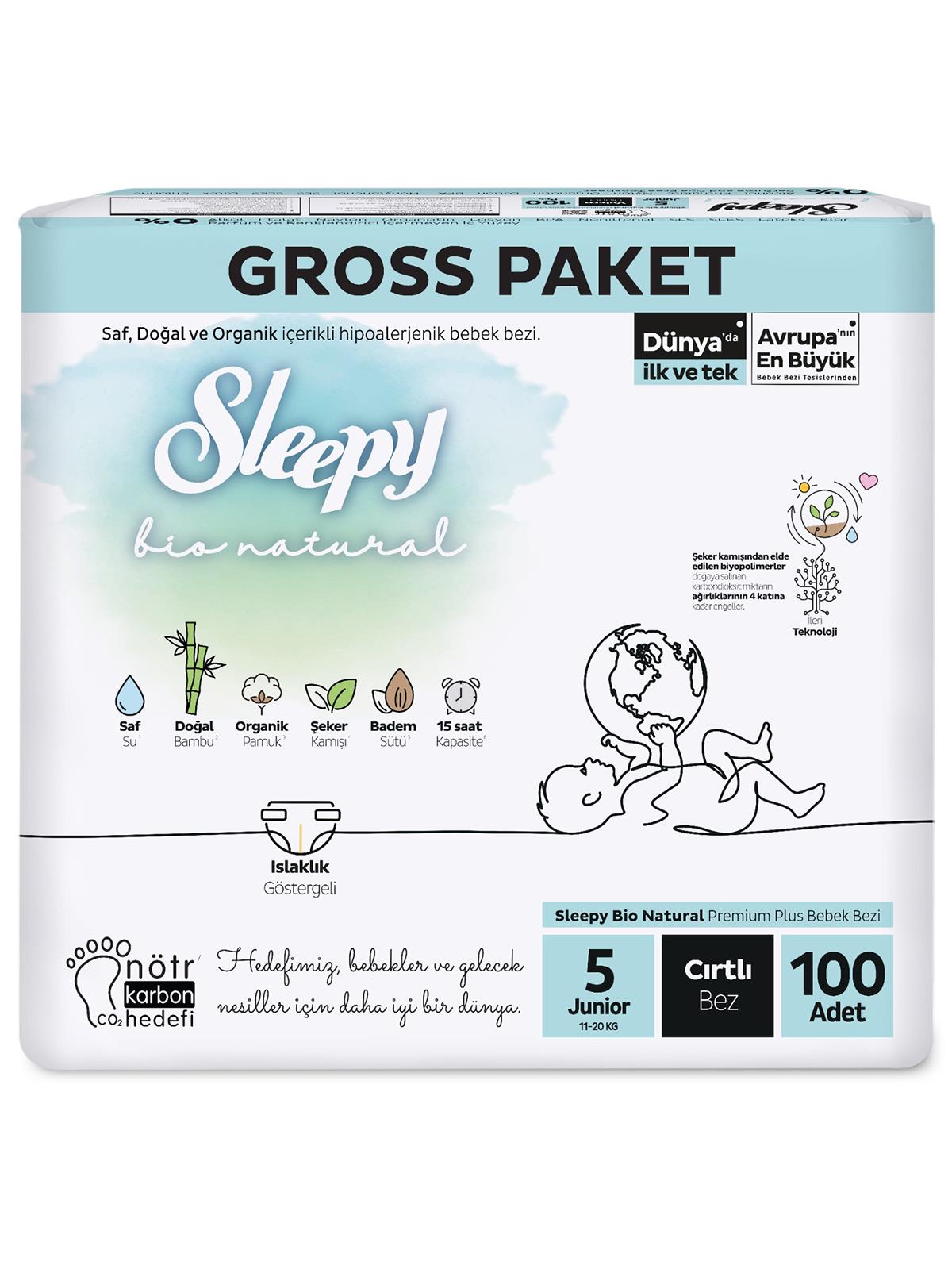 Sleepy Bio Naturel Bebek Bezi Gross Junior 100'lü
