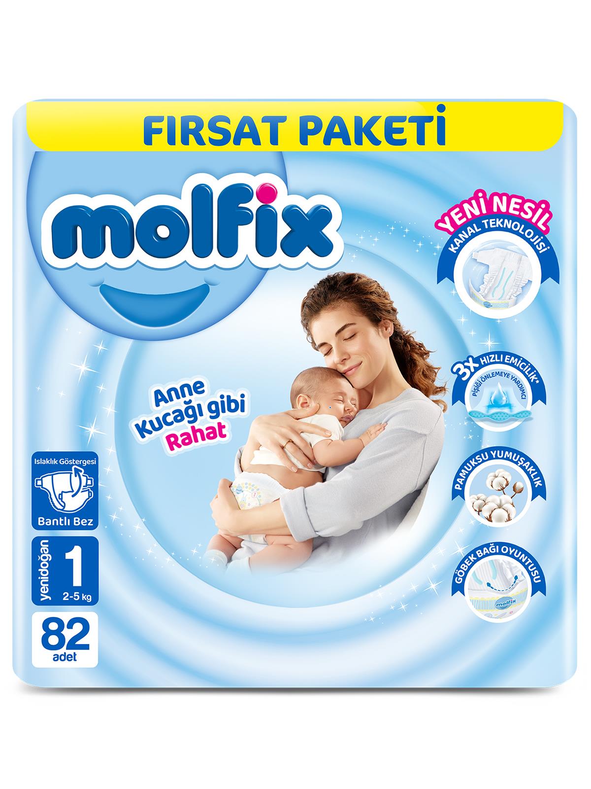 Molfix Bebek Bezi Fırsat Paketi Yenidoğan 1 Beden 82 Adet