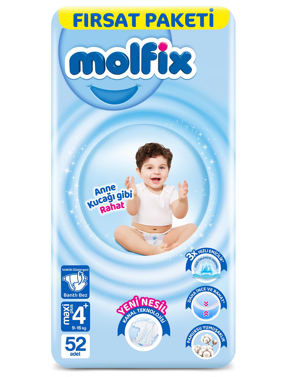 Molfix Bebek Bezi 4+ Beden Maxi Plus Fırsat Paketi 52 Adet