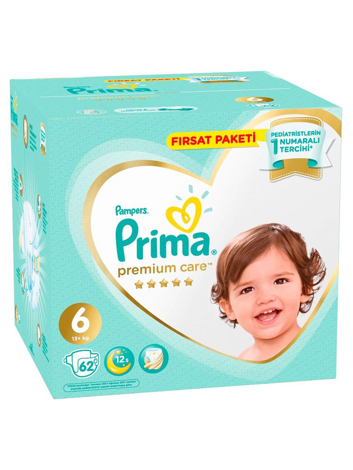 Prima Bebek Bezi Premium Care 6 Beden Extra Large Fırsat Paket 62 Adet