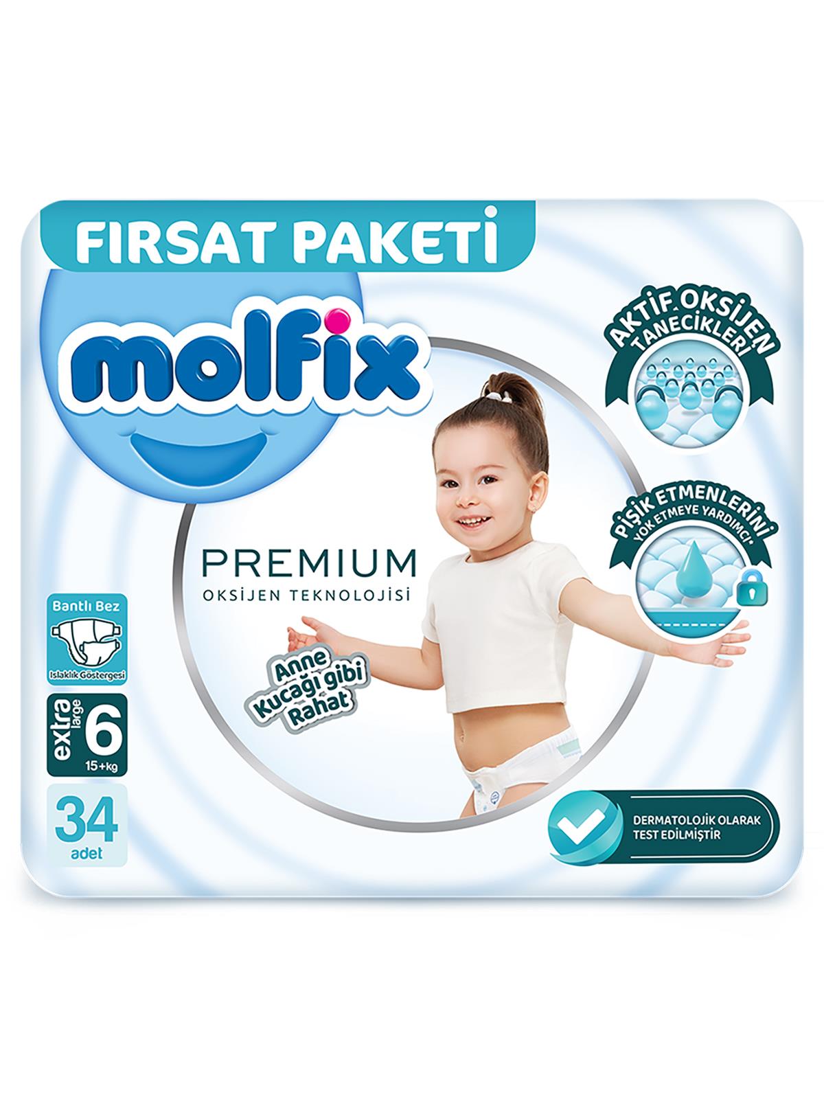 Molfıx Premium Bebek Bezi Fırsat 6 Beden Extra Large 34 Adet