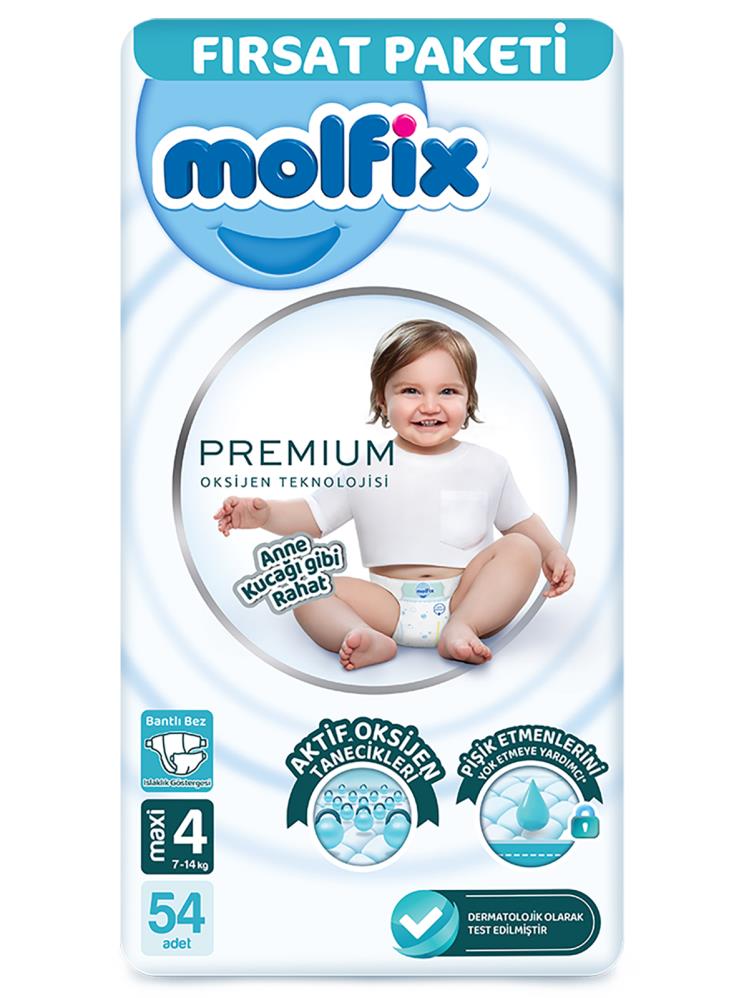 Molfix Premium Bebek Bezi Maxi Fırsat Paketi 54 Adet 4 Numara