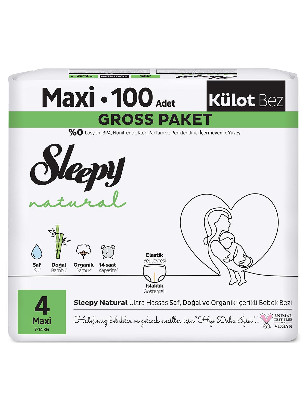 Sleepy Natural Mega Paket 4 Beden Maxi Külot Bez 100 Adet