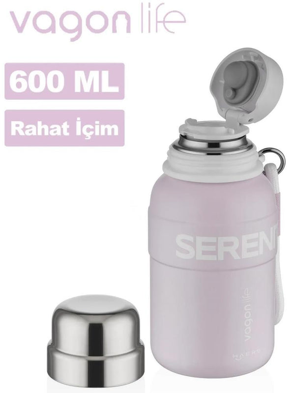 Vagonlife Çelik Termos Matara 600 ml - Pembe