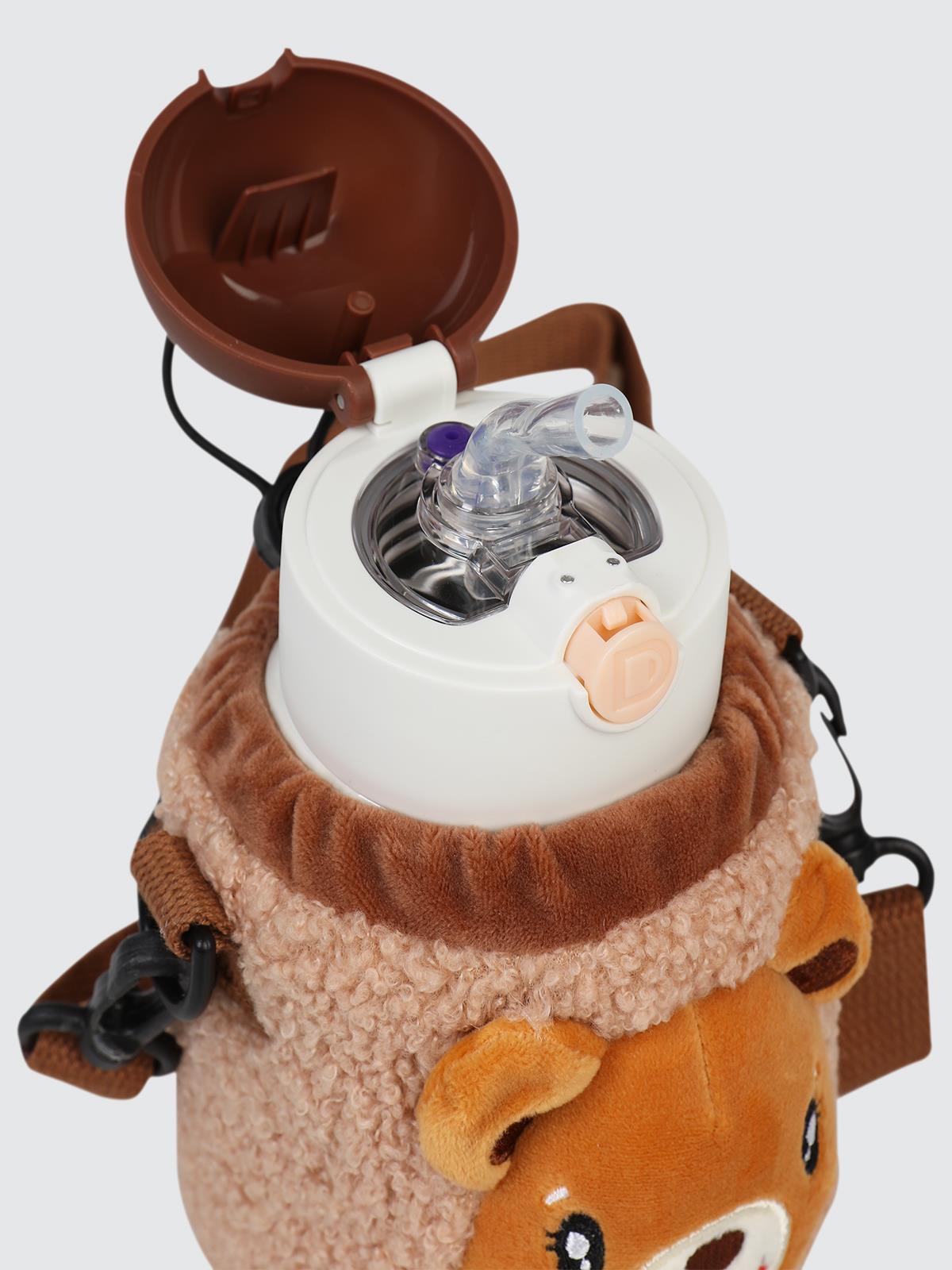 Diller Pipetli Çelik Termos Matara 300 ml  - Kahverengi