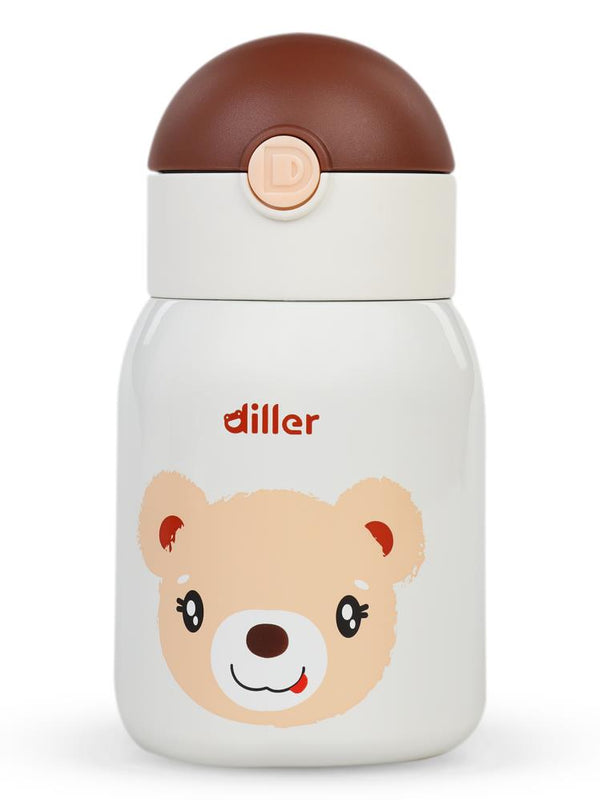 Diller Pipetli Çelik Termos Matara 300 ml  - Kahverengi