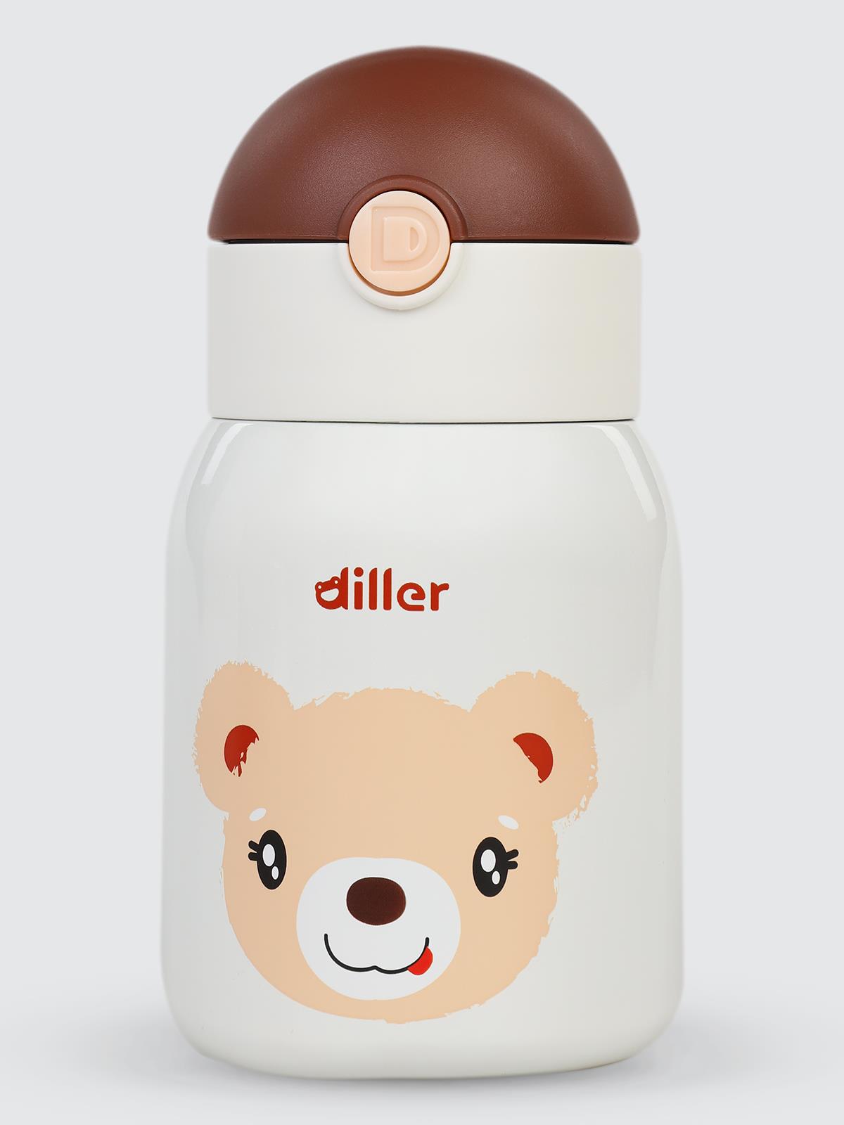 Diller Pipetli Çelik Termos Matara 300 ml  - Kahverengi