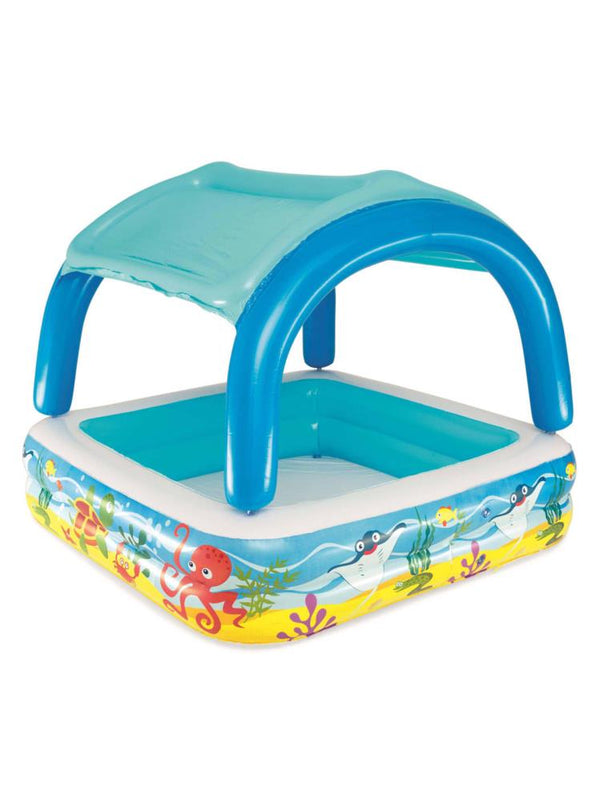 Bestway Can Oyuncak Güneş Korumalı Gölgelikli Büyük Şişme Havuz 140x140x114 cm Mavi