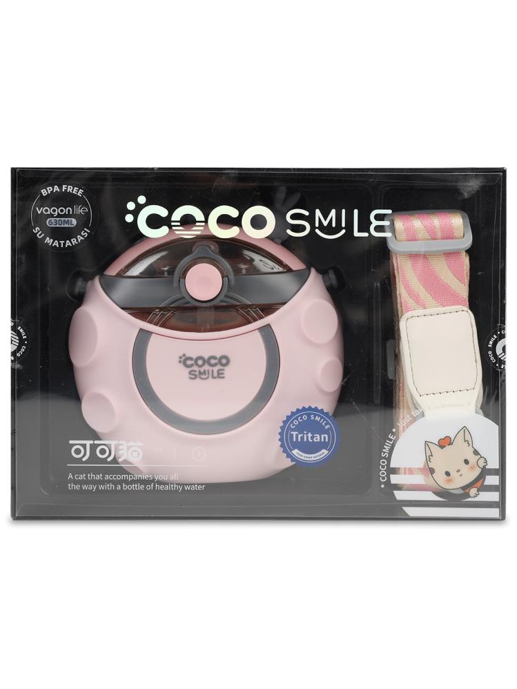 Vagonlife Cocosmile Uzay Tema Kılıflı Pipetli Tritan Çocuk Matara 630 ml - Pembe