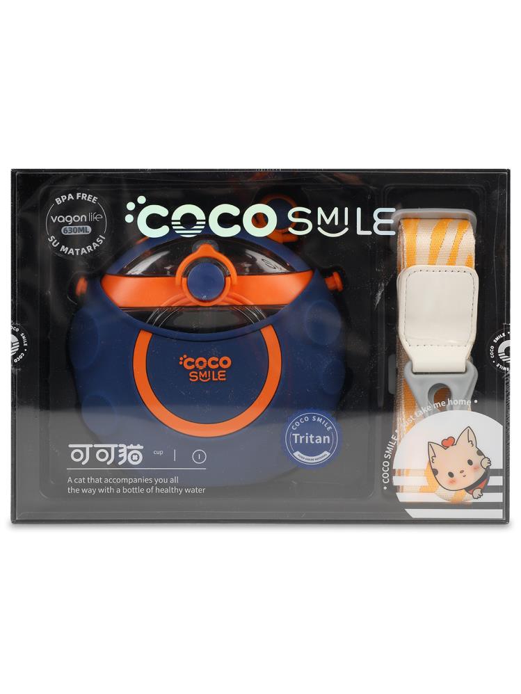 Vagonlife Cocosmile Uzay Tema Kılıflı Pipetli Tritan Çocuk Matara 630 ml - Mavi