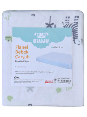 Kujju Flanel Pazen Lastikli Çarşaf 60*120 cm - Beyaz