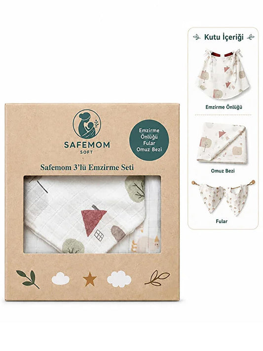 Safemom - Müslin Yeni Doğan Emzirme Seti - Swan - Bej