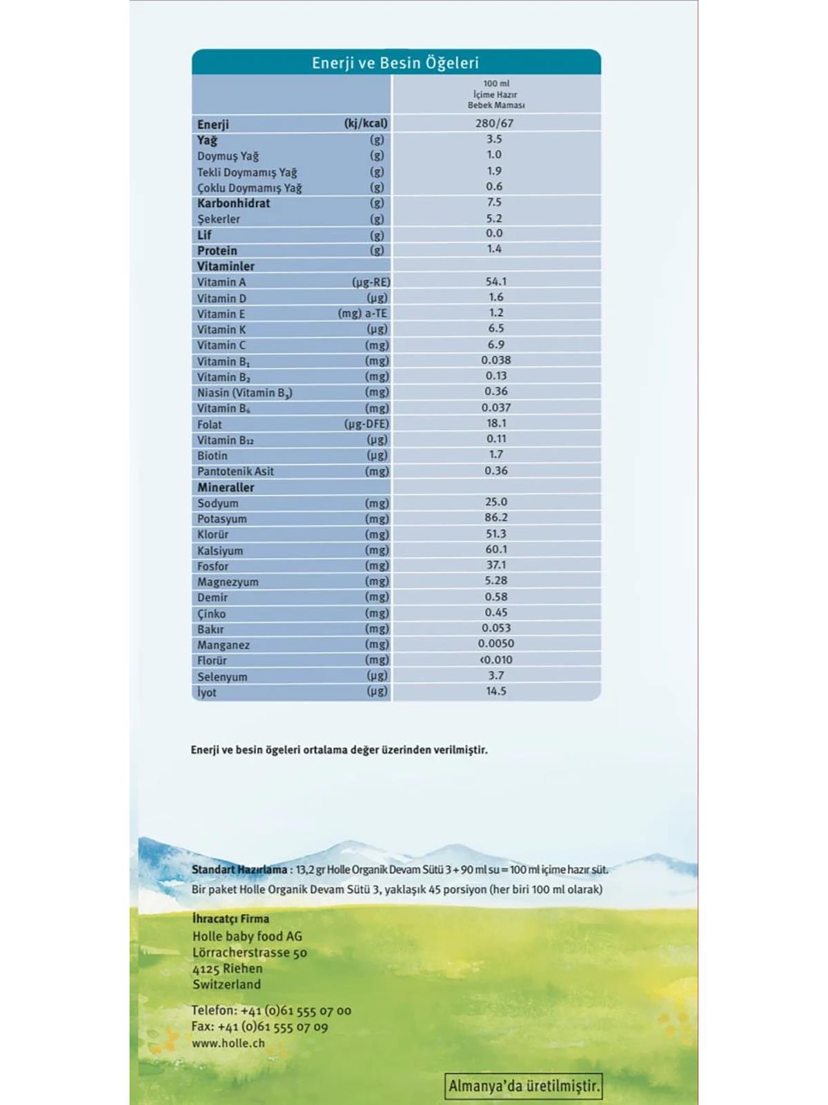 Holle Organik 3 Devam Sütü 600 Gr